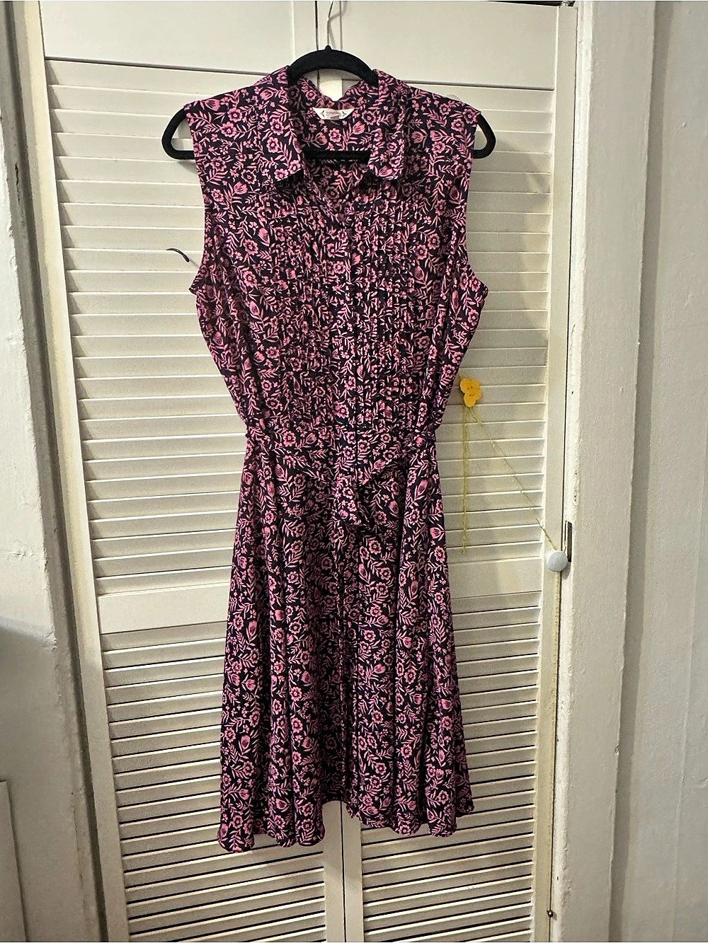 Nanette Lepore Sleeveless Floral Button-Front Midi Shirt Dress Pink & Black Size